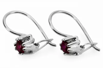 Plata de ley 925 14k 583 Ruby pendientes vec053s Ruso Soviético URSS Estilo vintage Art Deco style
